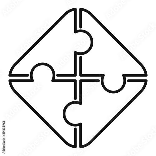 Graphic puzzle icon. Outline graphic puzzle vector icon for web design isolated on white background