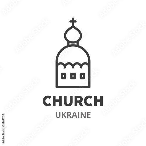 Church  thin line icon. Ukrainian symbols. Vector illustration symbol element for web design. .