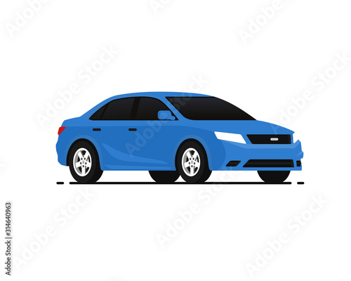 Car vector illustration. Blue Sedan. Vehicles transport. Auto Icon in flat style. Pictogram isolated on white background. © Belozersky