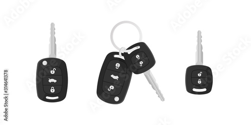 Сar keys. Charm of the alarm system. Isolated vector illustration in flat style.