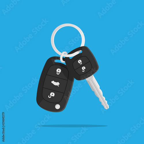 Сar keys. Charm of the alarm system. Isolated vector illustration in flat style.