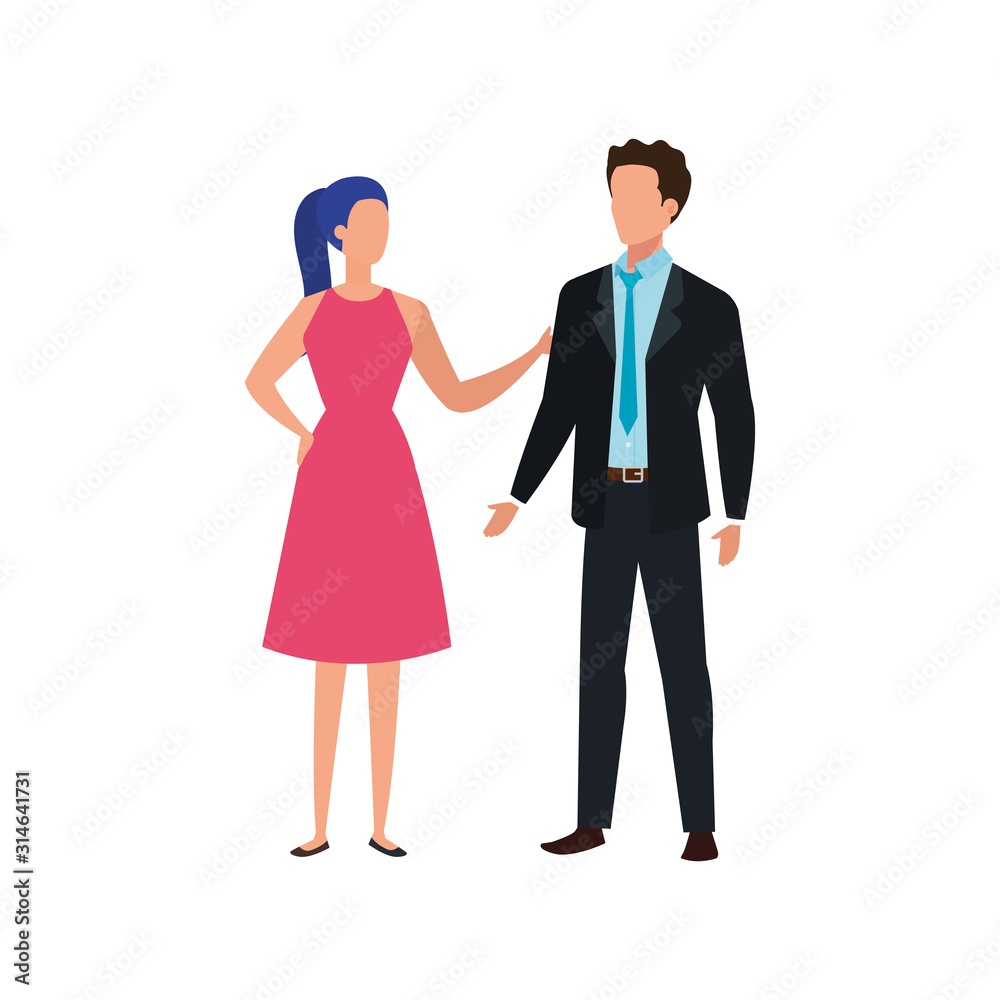 business couple elegant avatar character vector illustration design
