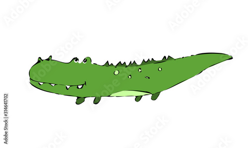 hand-drawn crocodile. cute children's Doodle art. use it as a print on fabric, clothes, cards, toys