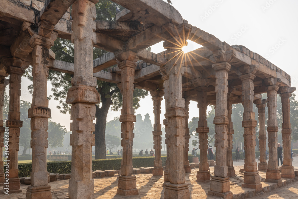 Fototapeta premium Ruins of Qutub Minar complex, a UNESCO world heritage site in New Delhi, India