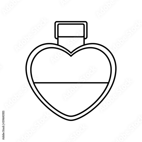 fragrance with heart bottle isolated icon vector illustration design