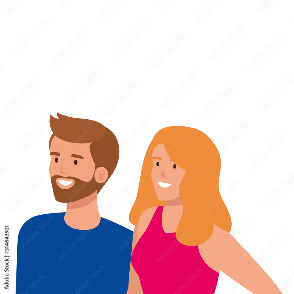 young couple avatar character icons vector illustration design young couple avatar character icons vector illustration design