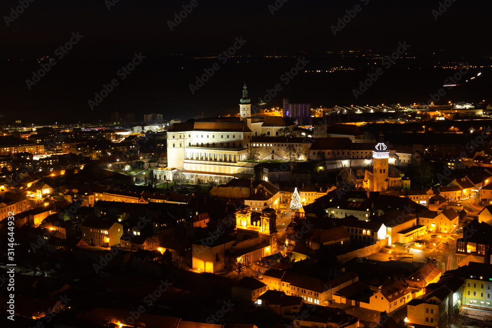 Night view of Mikulov, Chateau in Mikulov. South Moravia, Czech Republic. Night view of Mikulov, Chateau in Mikulov. South Moravia, Czech Republic.