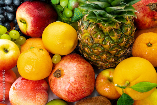 Fresh fruits background.Healthy eating