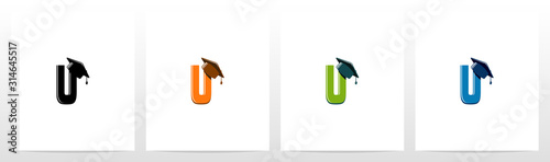 Graduation Hat On Letter Logo Design U