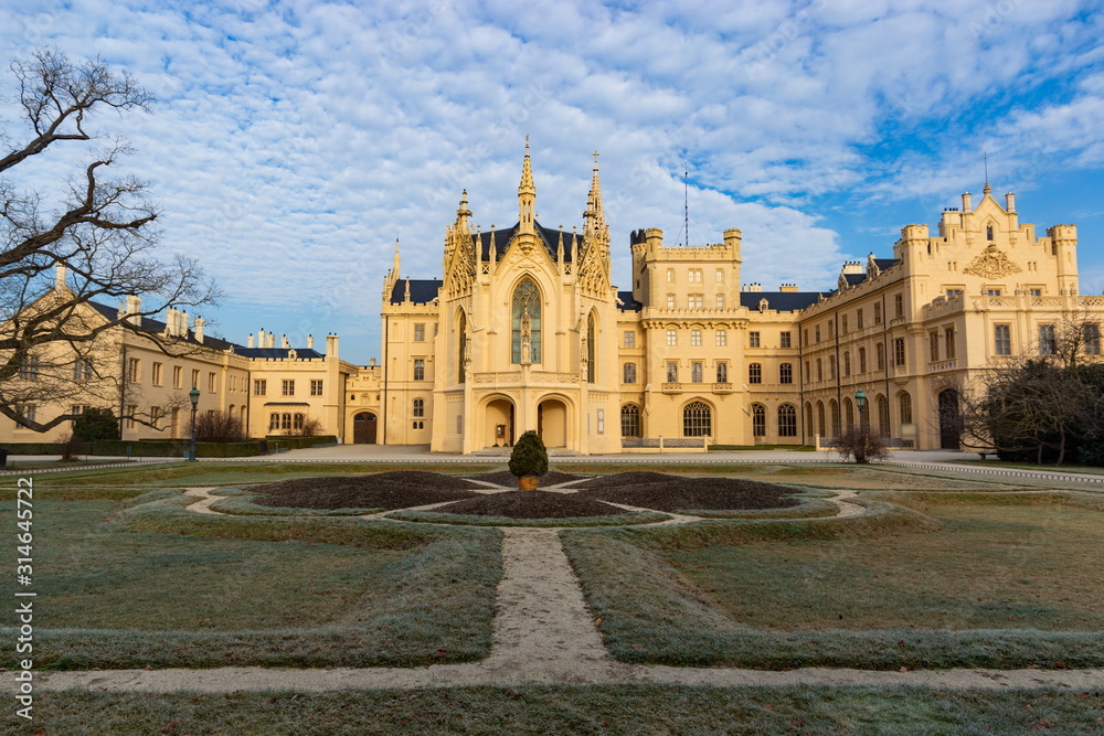 Fototapeta premium Neo Gothic castle Lednice, South Moravian region, Czech republic, Europe.