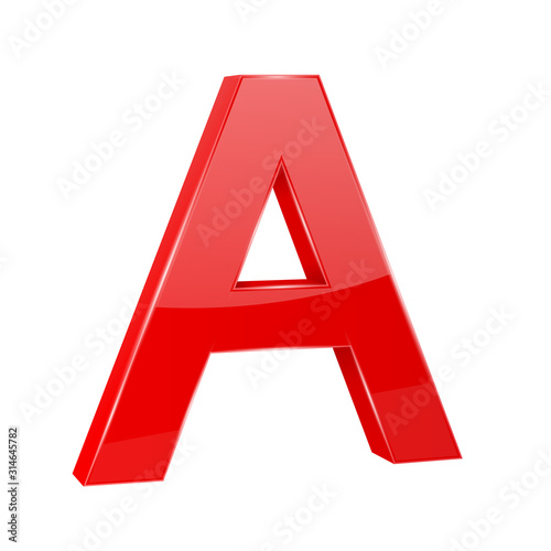 Letter A. Red 3d symbol