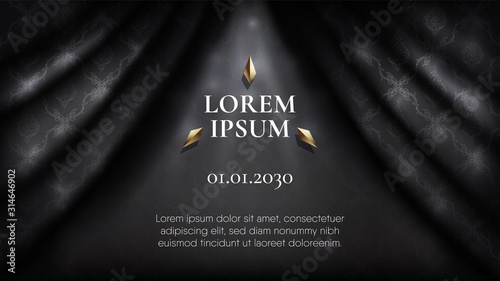 Abstract traditional Thai pattern background on rip curl black curtain.