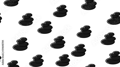 Endless seamless pattern of beautiful beauty items of female glamorous massage and spa stones on white background. Vector illustration