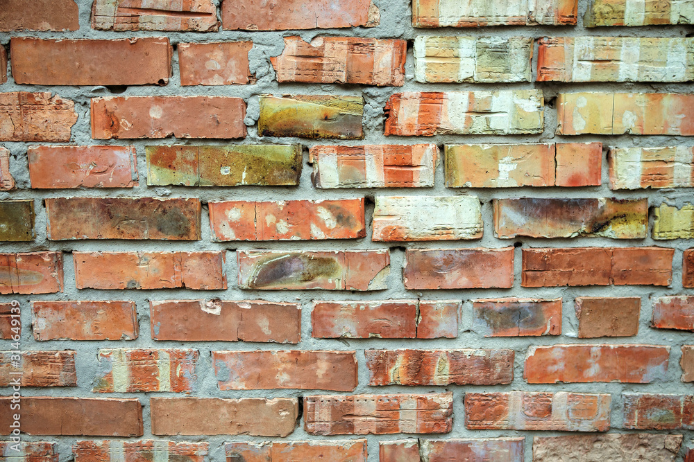 Fototapeta premium Abstract background. Old red brick wall texture for your text or design. Toned.