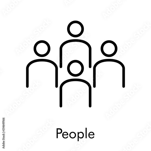 Símbolo trabajo en equipo. Icono plano lineal grupo de gente formando una cruz en color negro