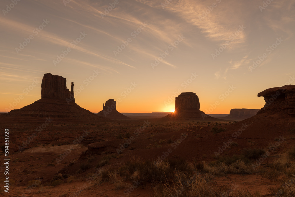 sunrise in monument valley