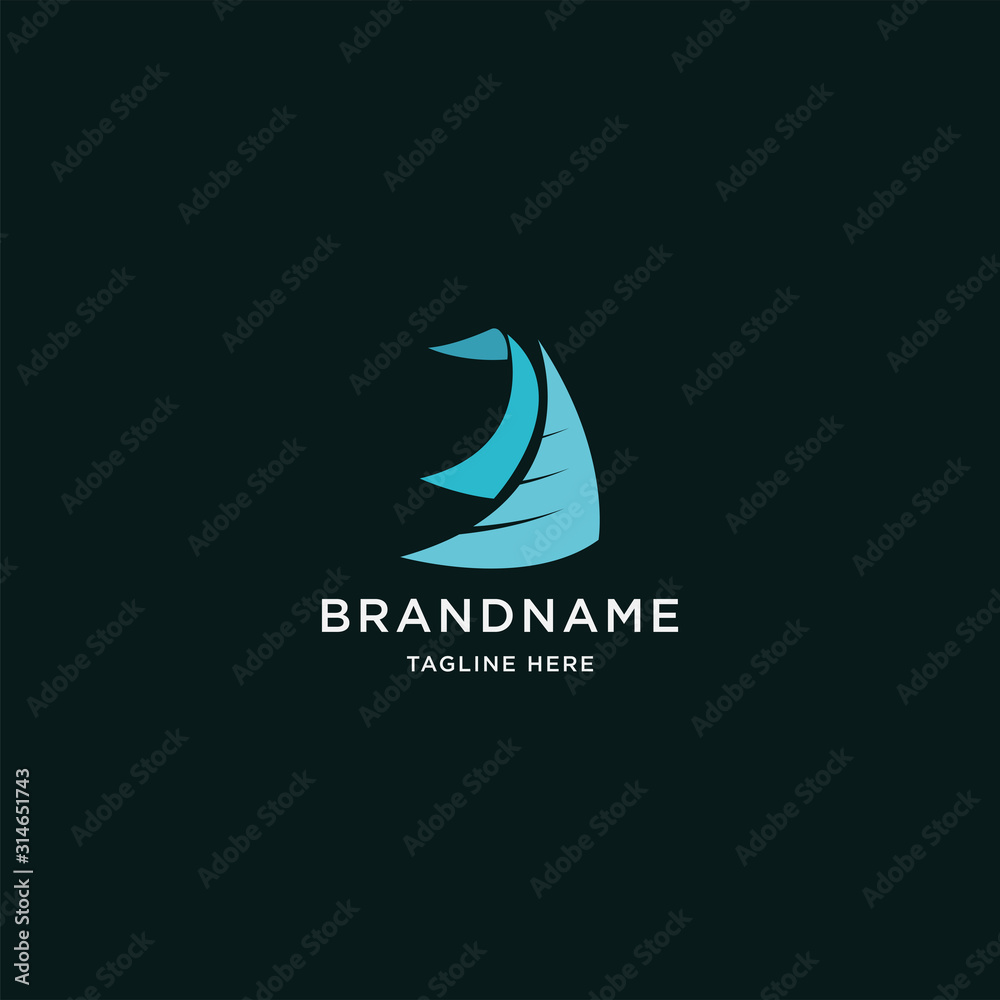 Sailing yacht logo design template vector illustration