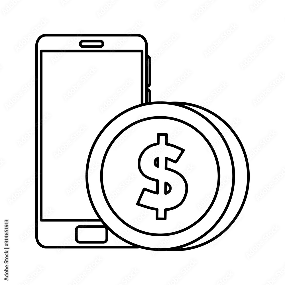 smartphone device with coin isolated icon vector illustration design smartphone device with coin isolated icon vector illustration design