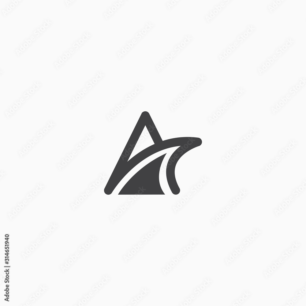 Letter A with wave initial logo design template vector illustration Letter A with wave initial logo design template vector illustration