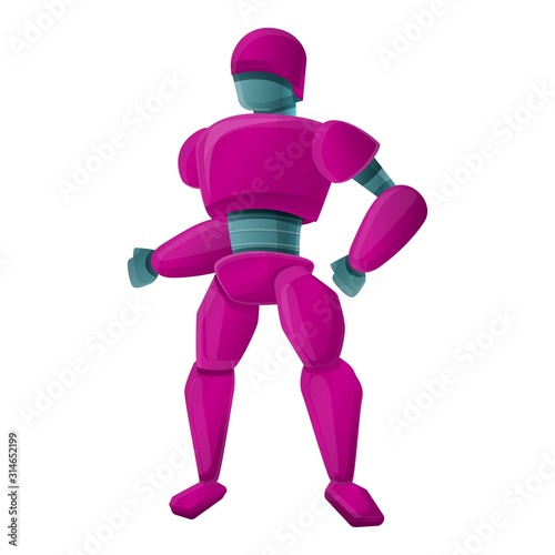 Pink robot icon. Cartoon of pink robot vector icon for web design isolated on white background