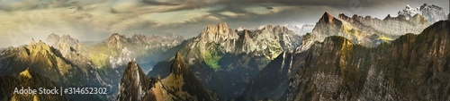 Great panorama of Switzerland mountains in autumn
