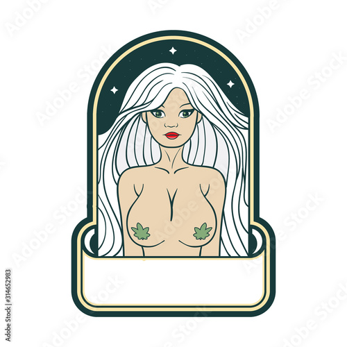 Miss Double D Cannabis mascot logo illustration vector