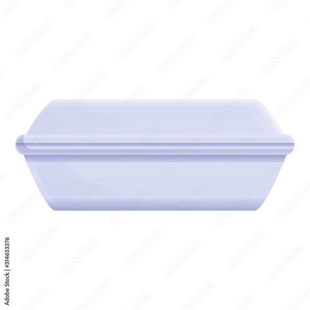 Plastic lunch box icon. Cartoon of plastic lunch box vector icon for web design isolated on white background Plastic lunch box icon. Cartoon of plastic lunch box vector icon for web design isolated on white background
