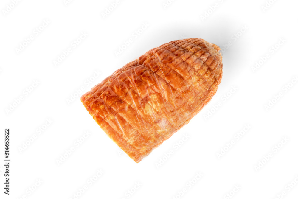 Smoked meatloaf isolated on white background. Smoked meatloaf isolated on white background.