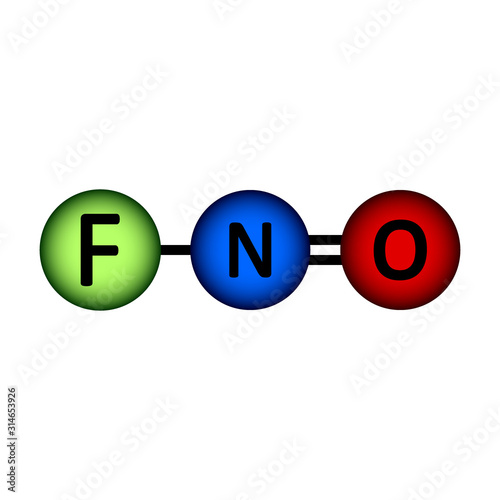 Nitrosyl fluoride molecule icon.