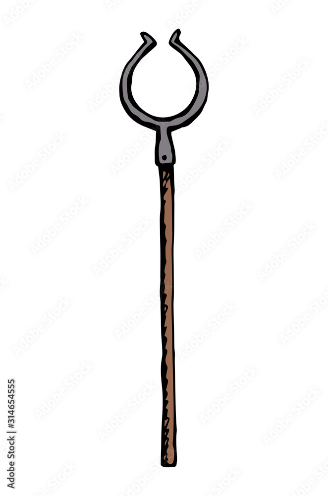 Old fire iron poker. Vector drawing Old fire iron poker. Vector drawing