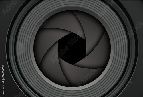 Technology background camera lens with shutter.