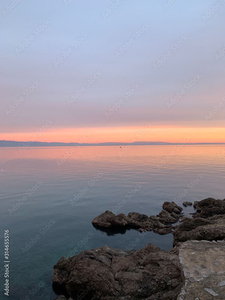 Beautiful sunset by the sea, natural colors Beautiful sunset by the sea, natural colors