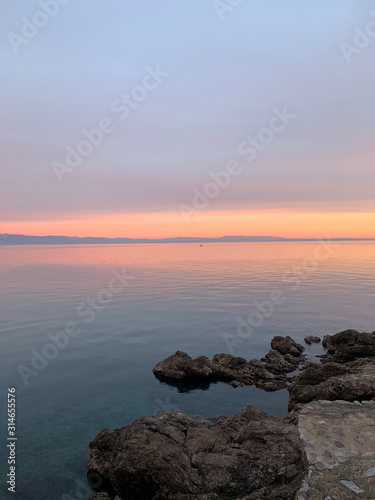 Beautiful sunset by the sea  natural colors