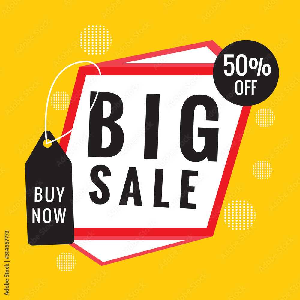 Big Sale banner template design. Special offer. Sale up to 50% off. Vector illustration