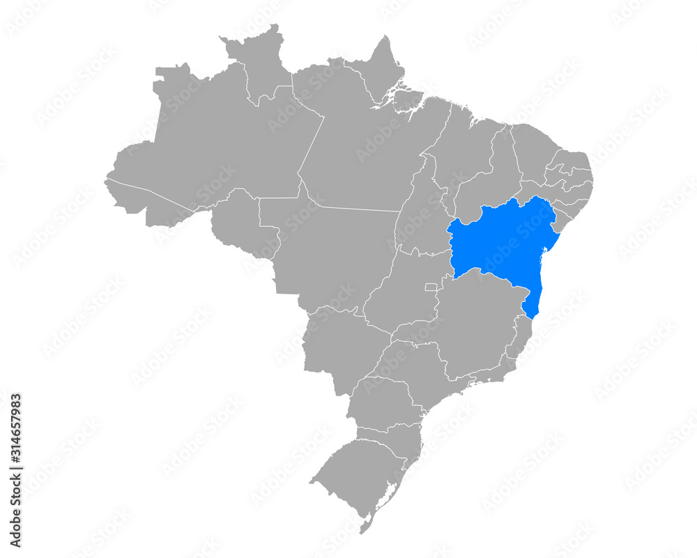 Karte von Bahia in Brasilien