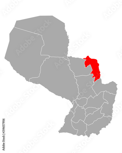 Karte von Amambay in Paraguay photo