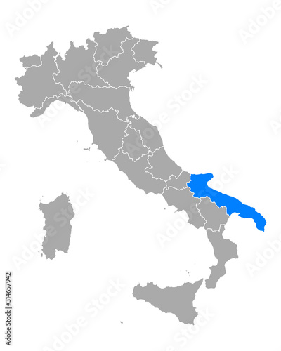 Karte von Apulien in Italien