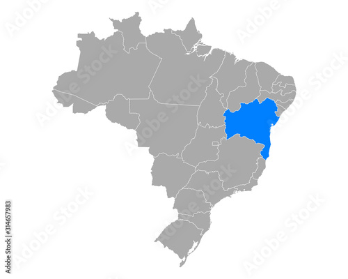 Karte von Bahia in Brasilien