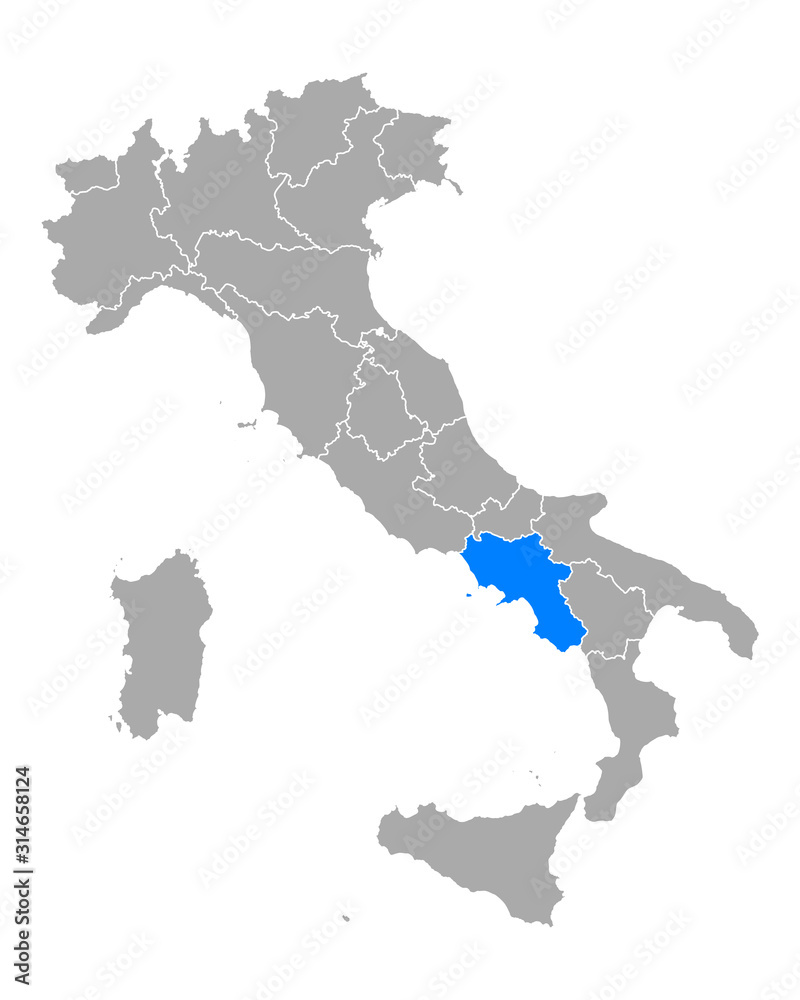 Karte von Kampanien in Italien