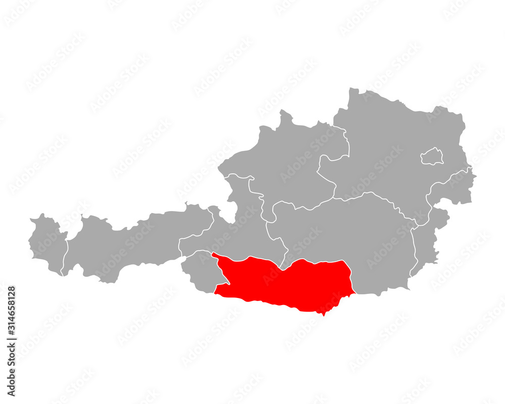 Fototapeta premium Karte von Kärnten in österreich