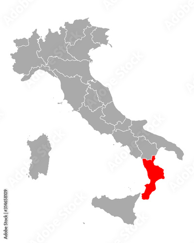 Karte von Kalabrien in Italien
