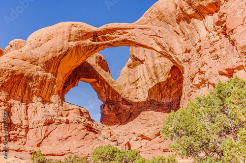 Panoramic picture of natural and geological wonders of Arches national park in Utah in winter © Aquarius