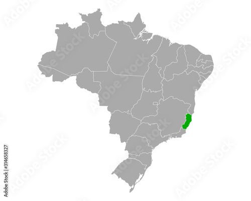 Karte von Espirito Santo in Brasilien