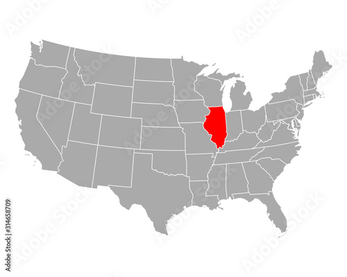 Karte von Illinois in USA