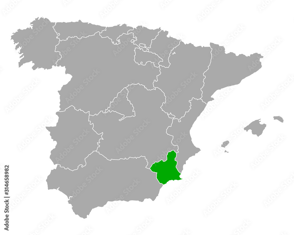 Karte von Murcia in Spanien