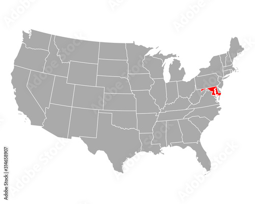 Karte von Maryland in USA
