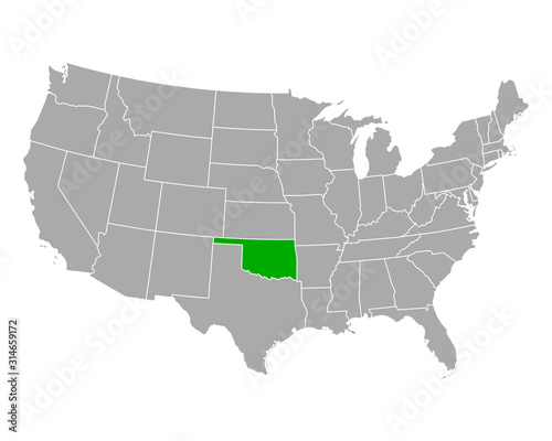 Karte von Oklahoma in USA