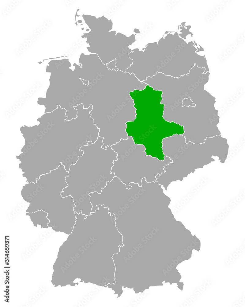 Karte von Sachsen-Anhalt in Deutschland