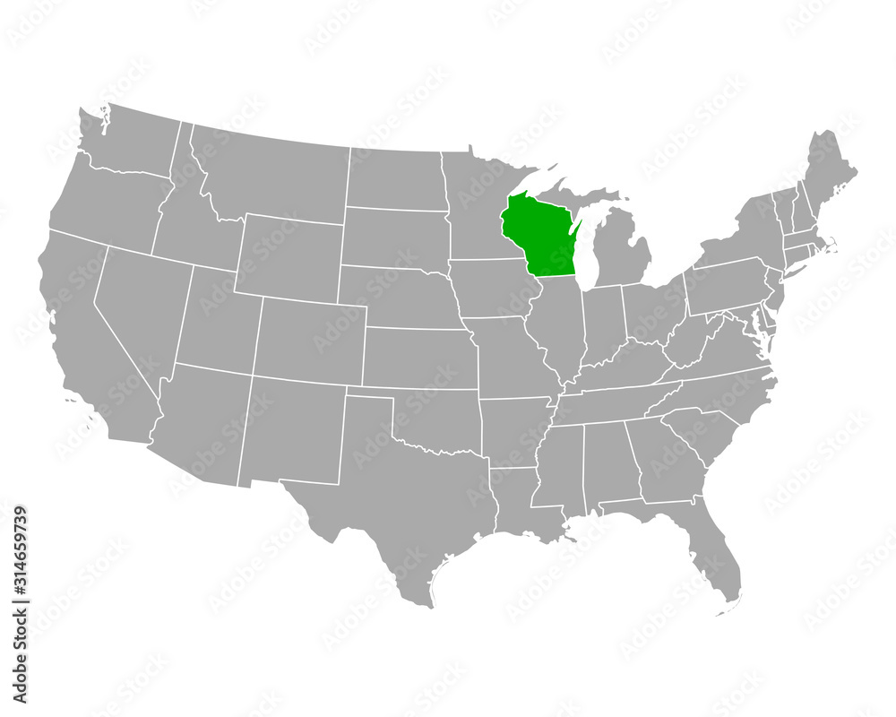 Karte von Wisconsin in USA