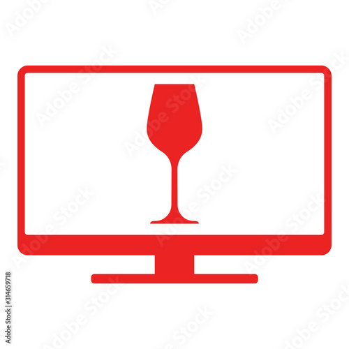 Weinglas und Monitor